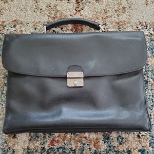 Authentic Longchamp black leather briefcase